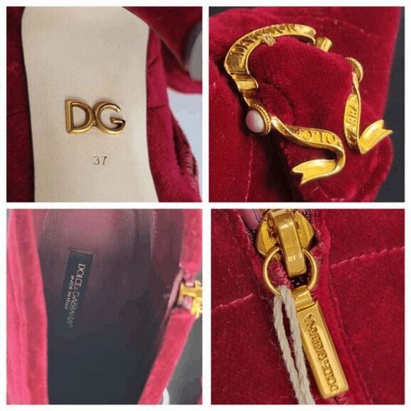 DOLCE & GABBANA Devotion Burgundy Velvet Ankle Boots $1,580 NEW IN BOX Sz 6,5 - Picture 11 of 16